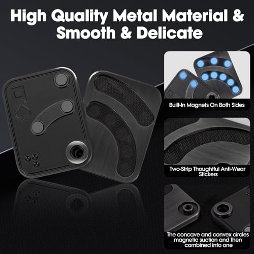 JUDIXY Metal Poker Push Card Fidget Slider – Stainless Steel Magnetic Stress Relief Toy for Adults (Black A)