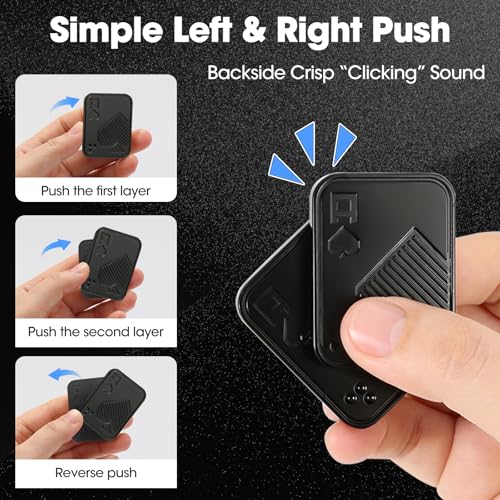 JUDIXY Metal Poker Push Card Fidget Slider – Stainless Steel Magnetic Stress Relief Toy for Adults (Black A)