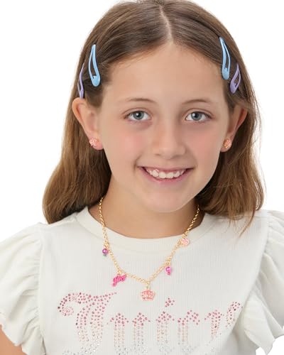 Juicy Couture Charm and Beaded Necklace for Girls – Adjustable 15-Inch Gold-Tone Chain with Logo and Heart Pendants