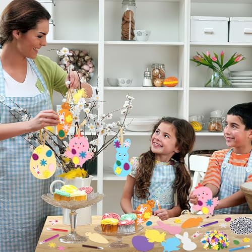 JULBEAR 260-Piece Easter Foam Craft Kit – DIY Foam Stickers, Pens, and Cardboard for Kids