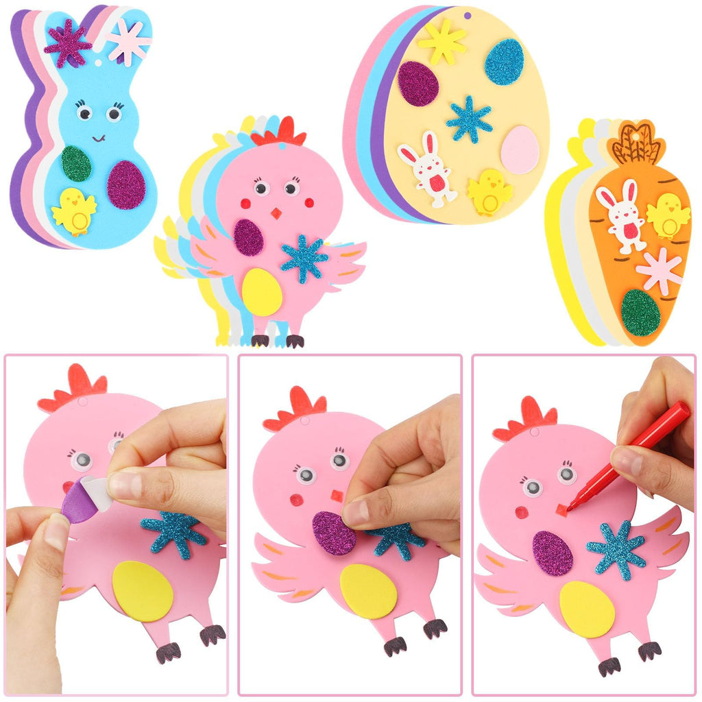 JULBEAR 260-Piece Easter Foam Craft Kit – DIY Foam Stickers, Pens, and Cardboard for Kids
