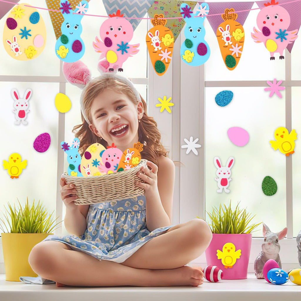 JULBEAR 260-Piece Easter Foam Craft Kit – DIY Foam Stickers, Pens, and Cardboard for Kids