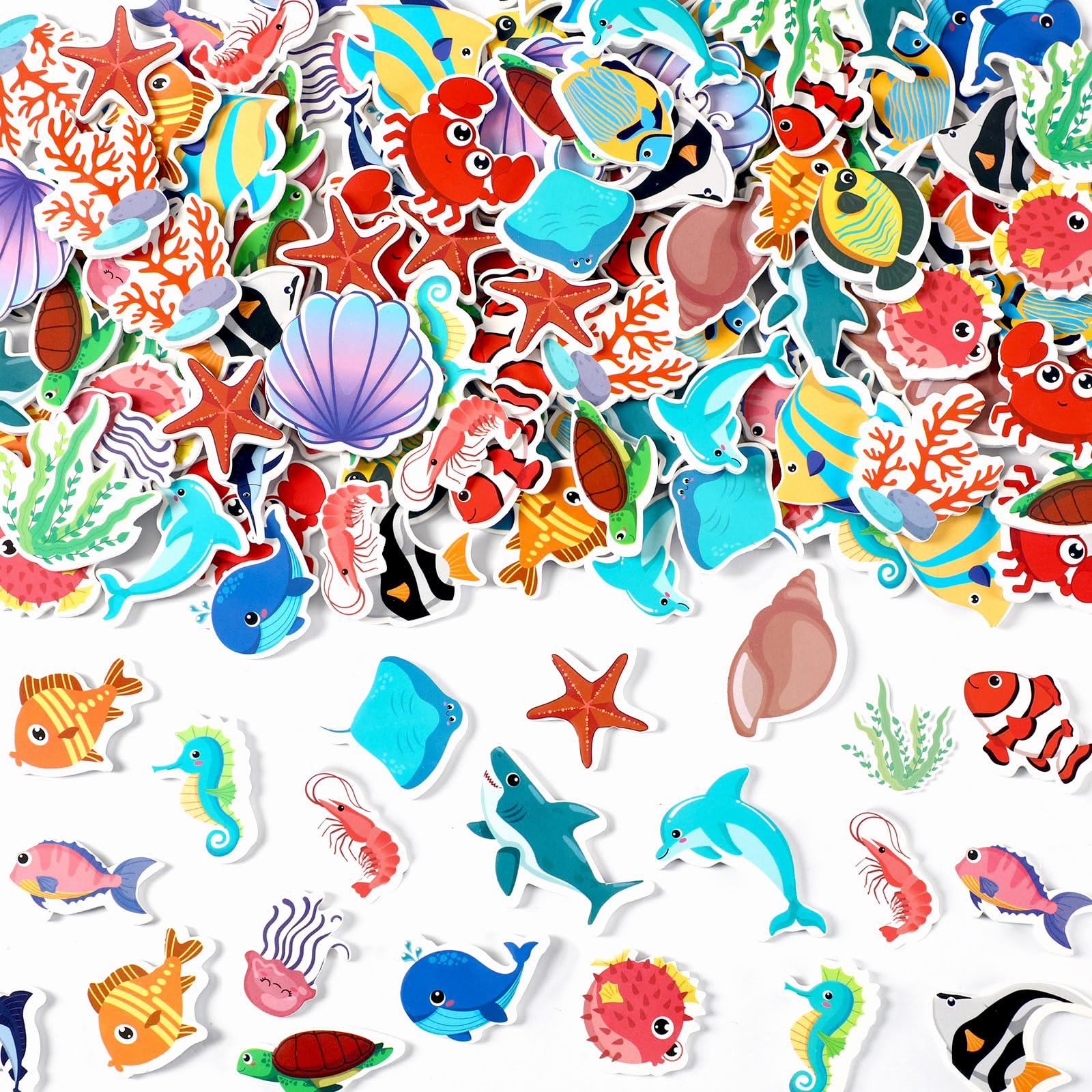 JULBEAR 300 Ocean Sea Animal Foam Stickers – Bulk EVA Self-Adhesive for Crafts & Party Favors