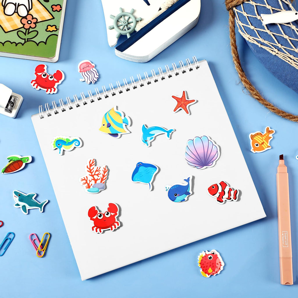 JULBEAR 300 Ocean Sea Animal Foam Stickers – Bulk EVA Self-Adhesive for Crafts & Party Favors