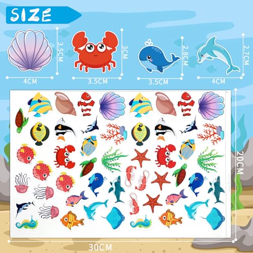 JULBEAR 300 Ocean Sea Animal Foam Stickers – Bulk EVA Self-Adhesive for Crafts & Party Favors