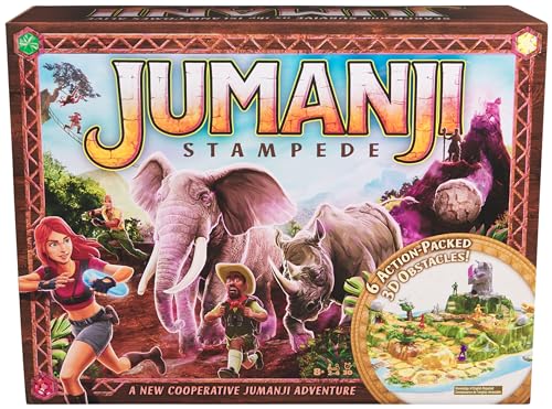 Jumanji Stampede Cooperative Board Game – 3D Adventure for 2-4 Players Ages 8+