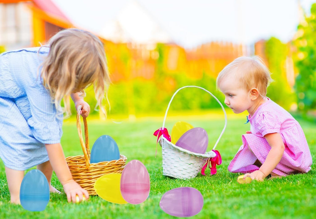 Jumbo 6-Inch Fillable Easter Eggs - 6-Pack Translucent Plastic Eggs That Stand Upright for Egg Hunts & Decor