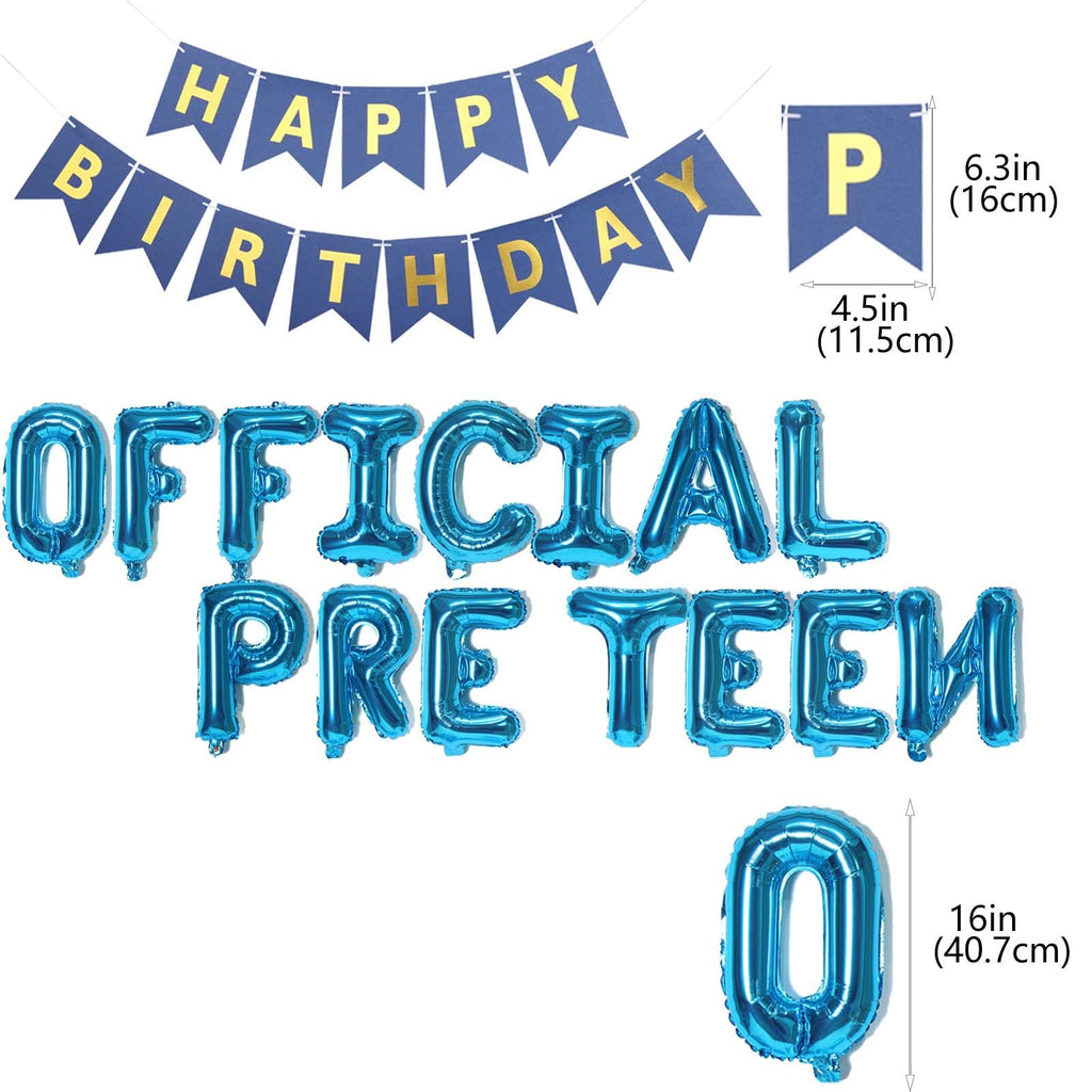 JumDaQQ 12th Birthday Decorations Blue for Boys – Official Pre-teen Party Kit with Banner, Number 12 Foil Balloon, and Confetti Balloons