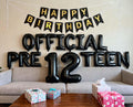 JumDaQQ 12th Birthday Decorations for Boys - Black Foil Balloons & Banner Set