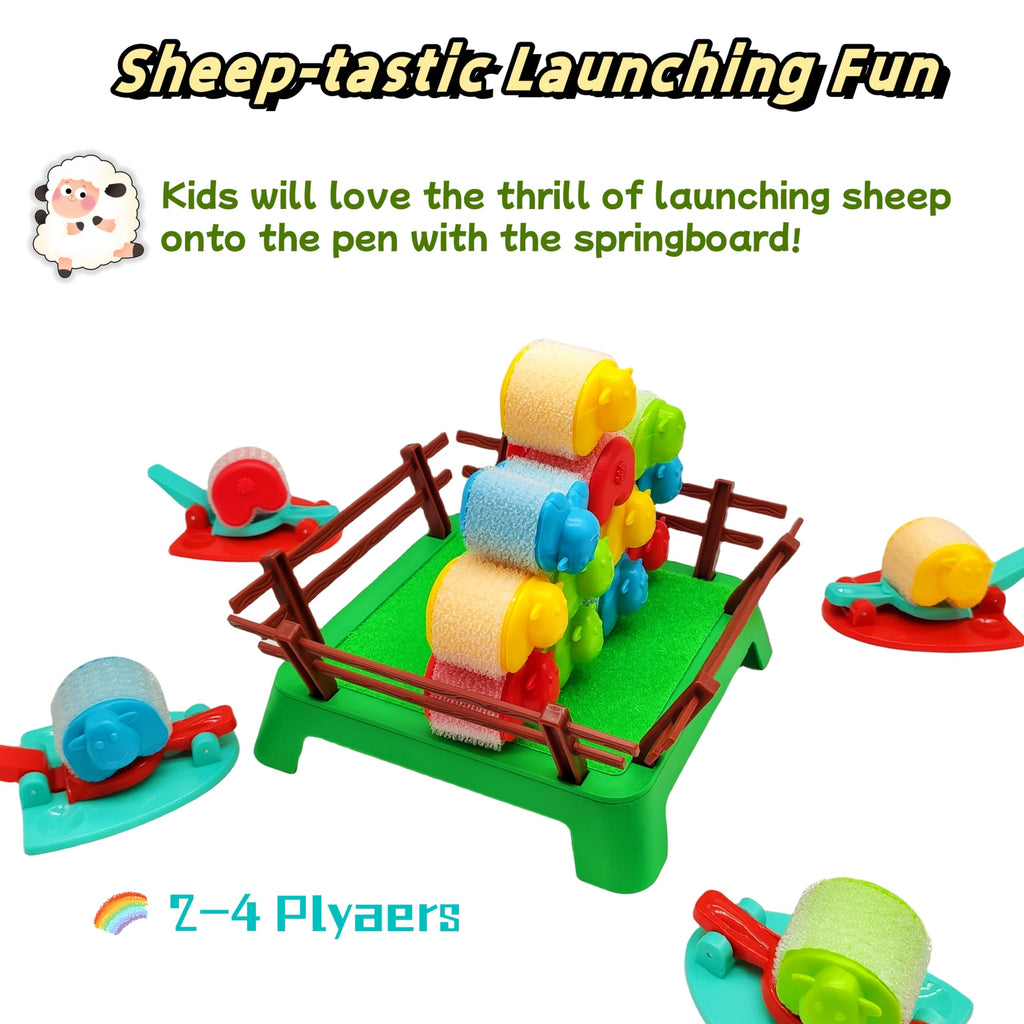 Jumping Sheep Board Game – Catapulting Sheep Launching Game for Kids (2-4 Players)