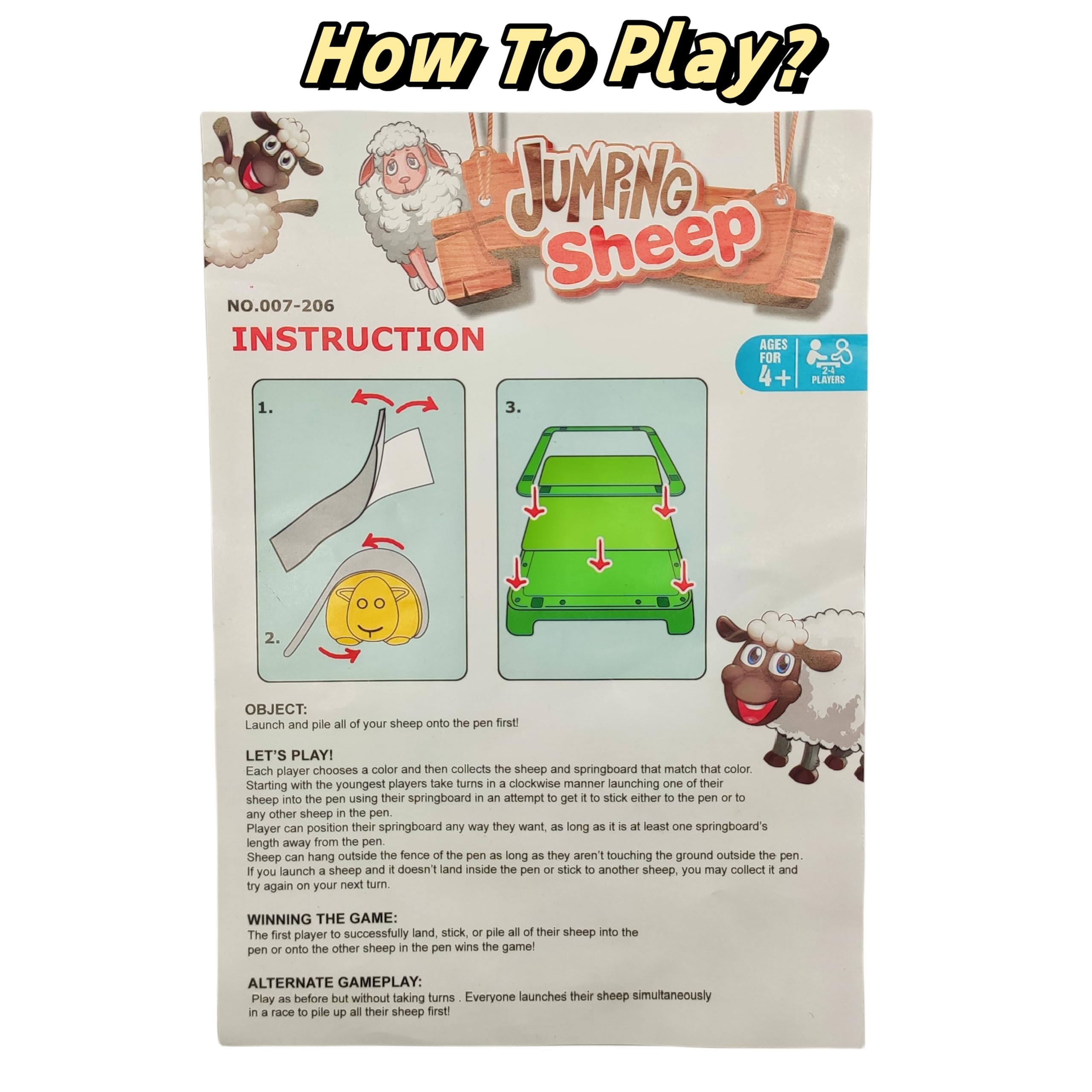 Jumping Sheep Board Game – Catapulting Sheep Launching Game for Kids (2-4 Players)