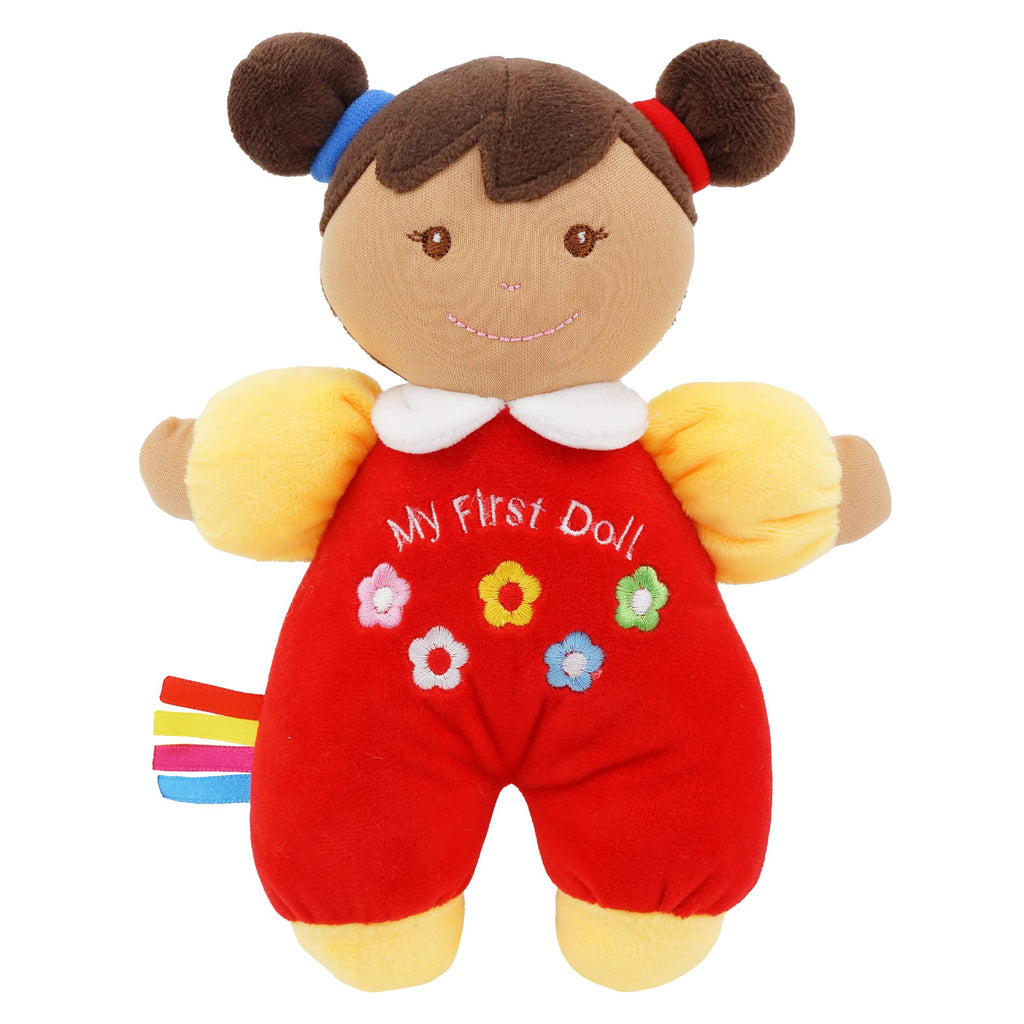 June Garden 9" My First Doll Ava - Soft Plush Baby Doll with Rattle and Taggies