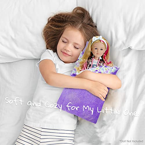 June Garden Cozy Dream Reversible Doll Sleeping Bag with Pillow for 14-Inch Dolls