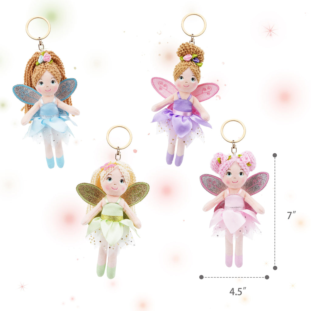 June Garden Elara Fairy Keychain Plush – Pink Tulle Dress & Glitter Wings