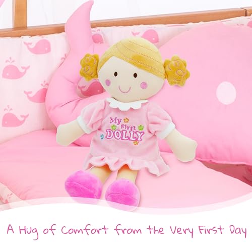 June Garden My First Doll Kaitlyn – 12-Inch Soft Plush Baby Doll with Pink Outfit