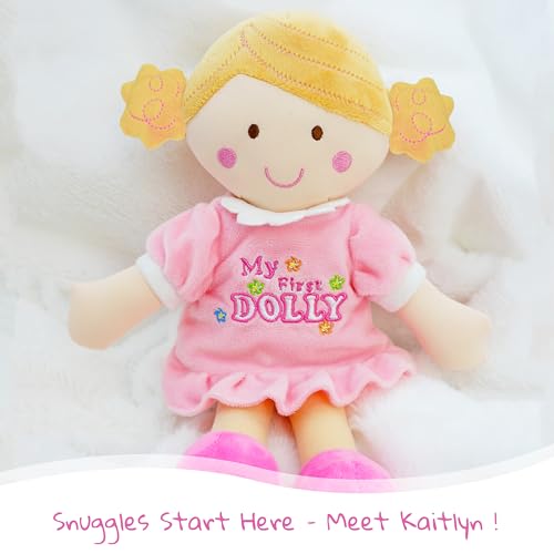June Garden My First Doll Kaitlyn – 12-Inch Soft Plush Baby Doll with Pink Outfit
