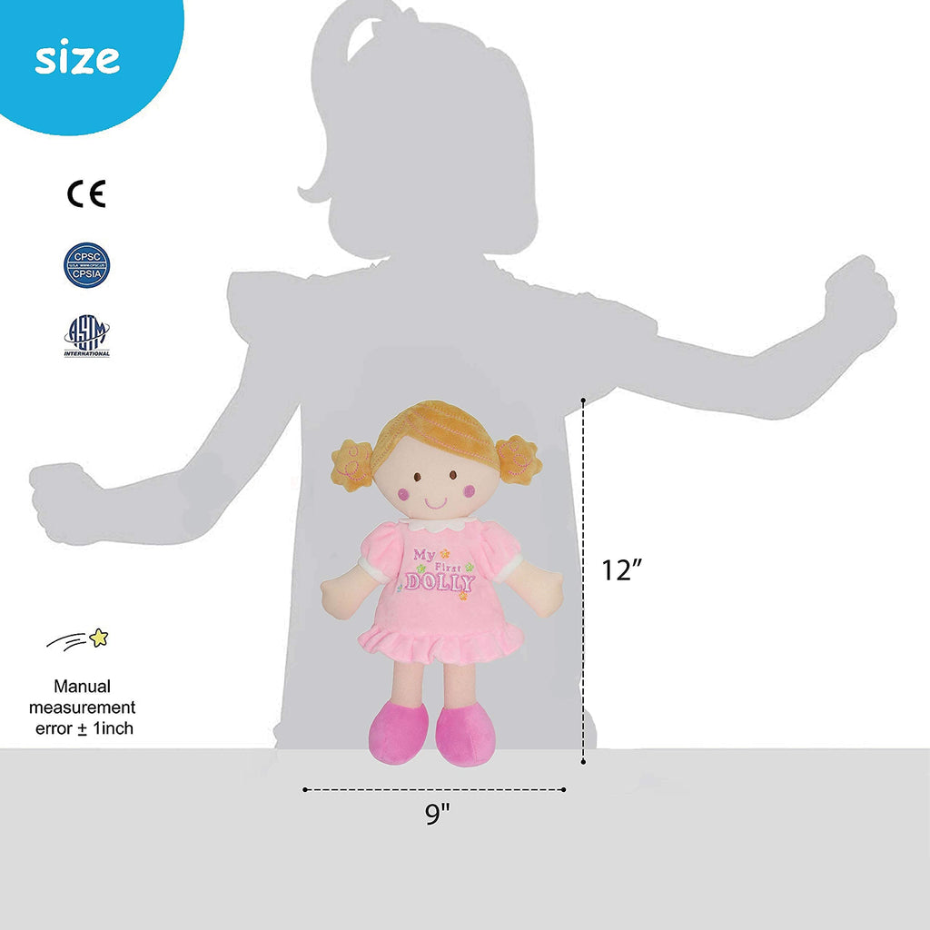 June Garden My First Doll Kaitlyn – 12-Inch Soft Plush Baby Doll with Pink Outfit