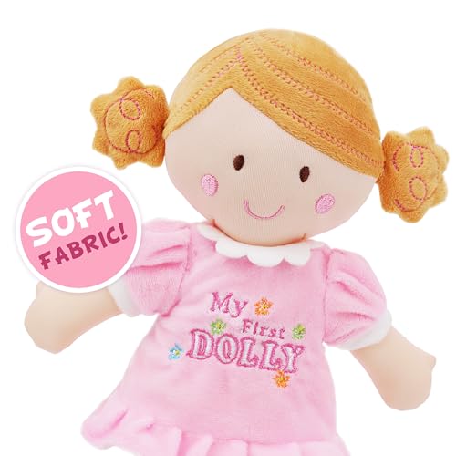 June Garden My First Doll Kaitlyn – 12-Inch Soft Plush Baby Doll with Pink Outfit