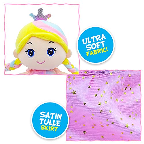 June Garden Vera Soft Baby Doll - 14 Inch Plush Princess with Gift Bag, Pink