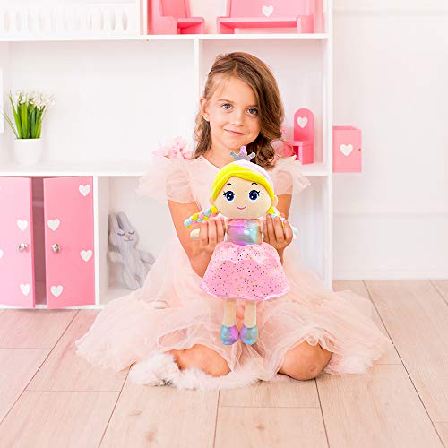 June Garden Vera Soft Baby Doll - 14 Inch Plush Princess with Gift Bag, Pink