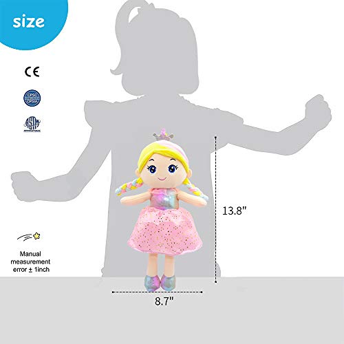 June Garden Vera Soft Baby Doll - 14 Inch Plush Princess with Gift Bag, Pink
