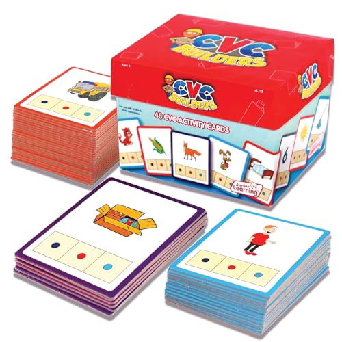 Junior Learning CVC Word Builders Activity Cards – 48 Self-Checking Cards for Ages 4+