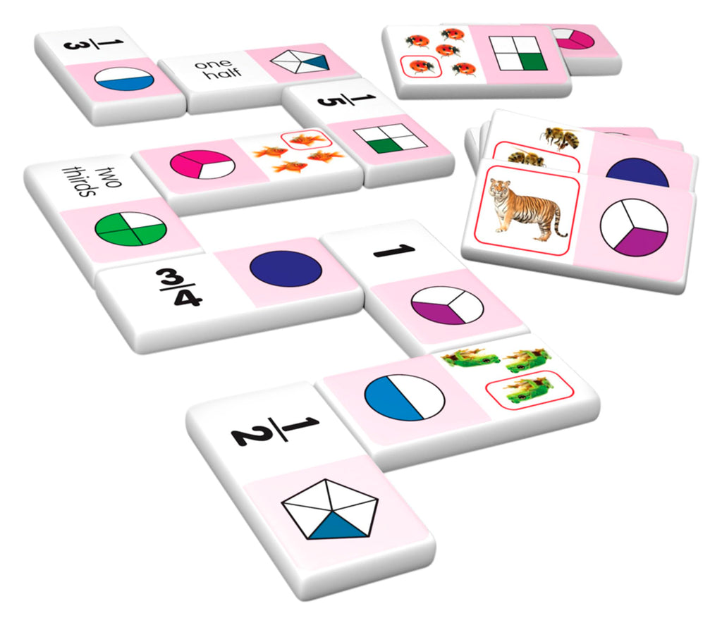 Junior Learning JL485 Fraction Dominoes – 28 Piece Set with Storage Tin