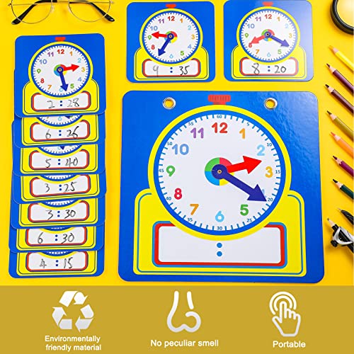 Junkin 25-Piece Teaching Clock Kit – Large Demonstration Clock & 24 Student Clocks with Erasable Surface for Classroom or Home