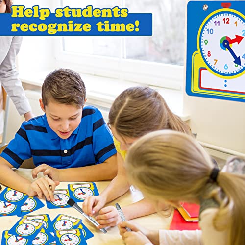 Junkin 25-Piece Teaching Clock Kit – Large Demonstration Clock & 24 Student Clocks with Erasable Surface for Classroom or Home
