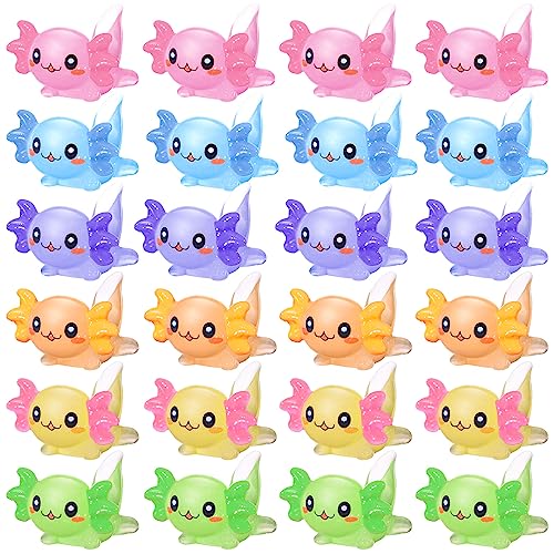 Junkin 48-Pack Mini Axolotl Resin Figurines - Tiny Cute Animal Decor for DIY Crafts, Garden, Fairy Garden, Birthday Gifts