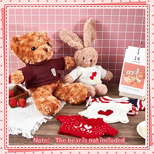 Junkin 5-Pack Bear Doll Clothes – Soft Cotton Outfits for 14–18 Inch Stuffed Animals, Red and White Heart & Stripe Designs