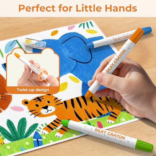 JUPITEARTH 12 Color Twist Crayons for Toddlers 1-4: Non-Toxic, Washable, Easy-Grip Art Supplies with 120 Free Coloring Pages