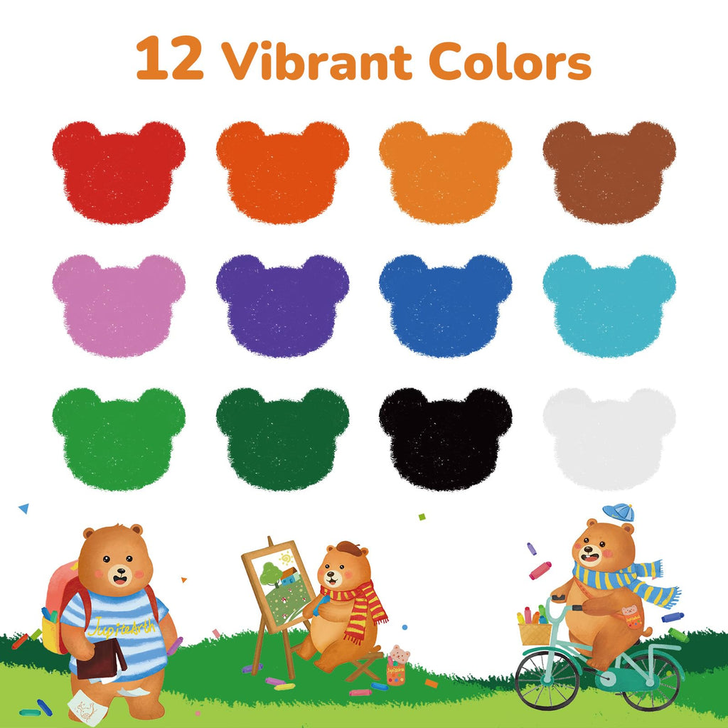 JUPITEARTH 12 Color Twist Crayons for Toddlers 1-4: Non-Toxic, Washable, Easy-Grip Art Supplies with 120 Free Coloring Pages
