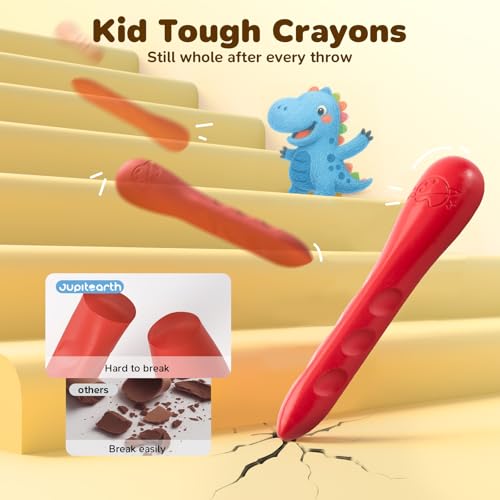 JUPITEARTH 12 Colors Triangular Crayons for Kids - Non-Toxic, Washable, with Coloring Book & Stickers