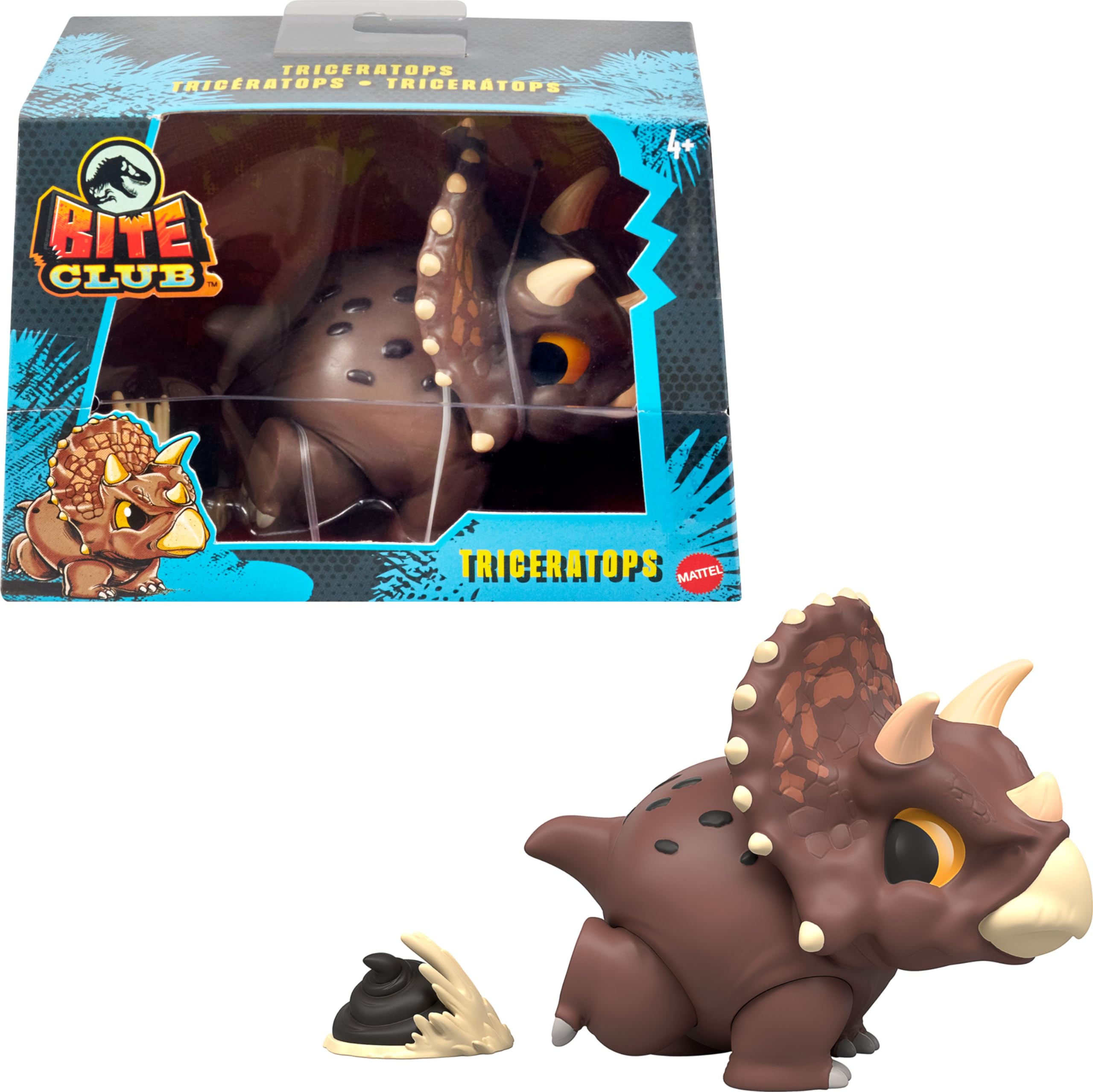 Jurassic World Bite Club Triceratops Action Figure – 4-Inch Chubby Collectible with Accessory
