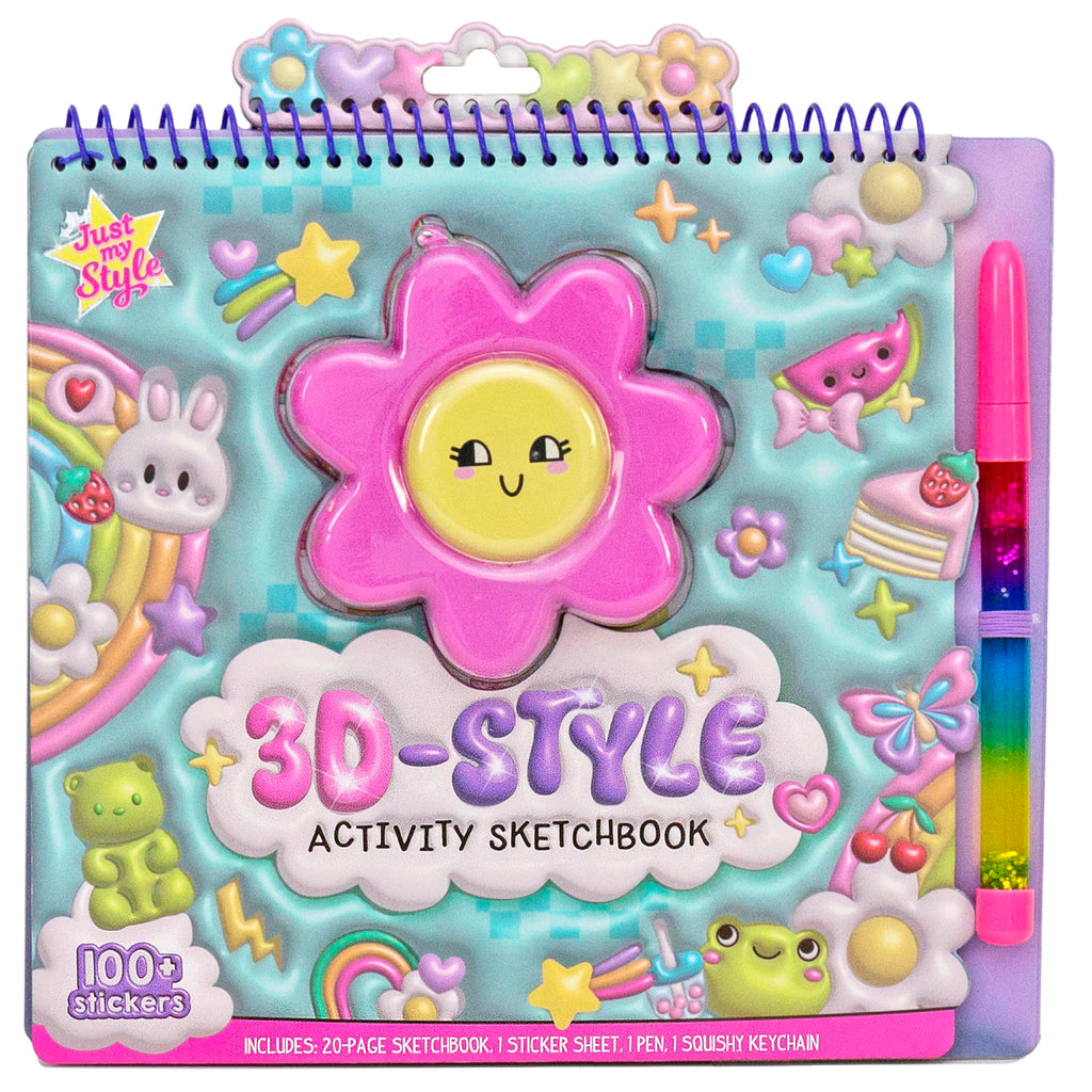 Just My Style 3D Activity Book for Kids – 30 Pages, Squishy Cover, Glitter Pen & Stickers