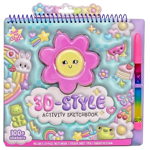 Just My Style 3D Activity Book for Kids – 30 Pages, Squishy Cover, Glitter Pen & Stickers