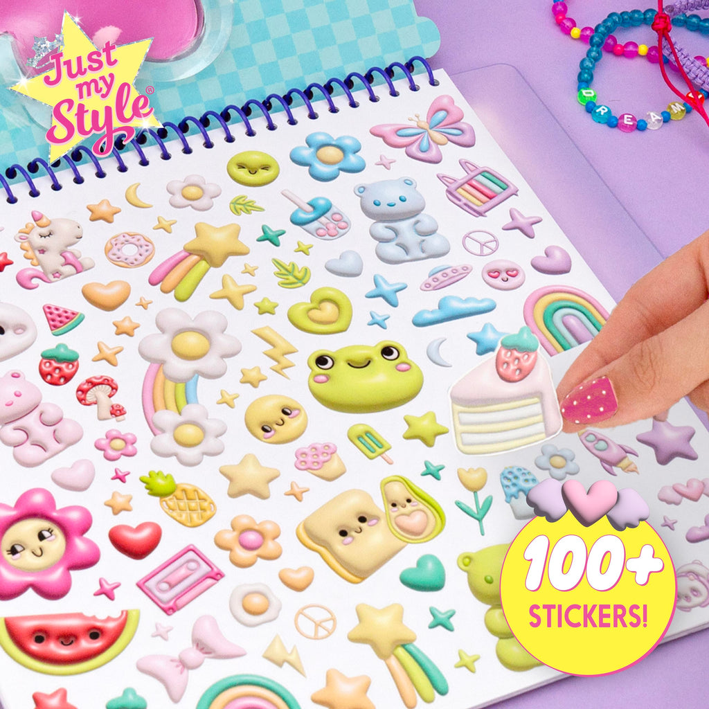 Just My Style 3D Activity Book for Kids – 30 Pages, Squishy Cover, Glitter Pen & Stickers