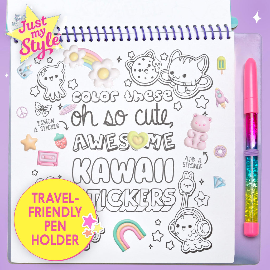 Just My Style 3D Activity Book for Kids – 30 Pages, Squishy Cover, Glitter Pen & Stickers
