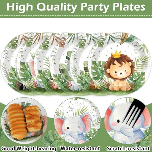 Justforjoyful 60-Pack Jungle Safari Paper Plates – 7-Inch Zoo Animal Dinnerware for Parties, Birthdays & Picnics