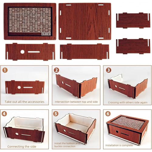 Jxueych 10k Savings Challenge Box – Wooden Piggy Bank with Counter, Dark Brown