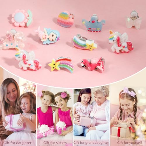Jxzdle Clip On Earrings for Girls – 10 to 32 Pairs Hypoallergenic Toddler & Kids Earrings, Ages 4-12