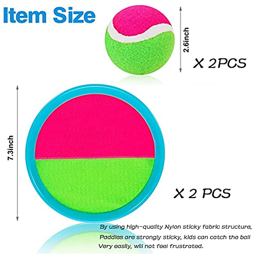 K Y KANGYUN Toss and Catch Ball Set - Easy-Catch Velcro Paddles, 2 Balls & Storage, Outdoor Family Game
