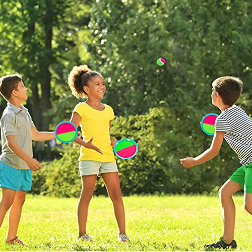 K Y KANGYUN Toss and Catch Ball Set - Easy-Catch Velcro Paddles, 2 Balls & Storage, Outdoor Family Game