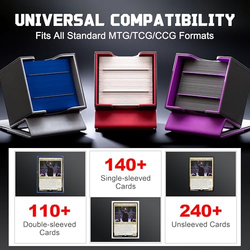 Kabinka MTG Deck Box with Window – Holds 110+ Double-Sleeved Cards, Fits Commander & TCGs (Black Red)