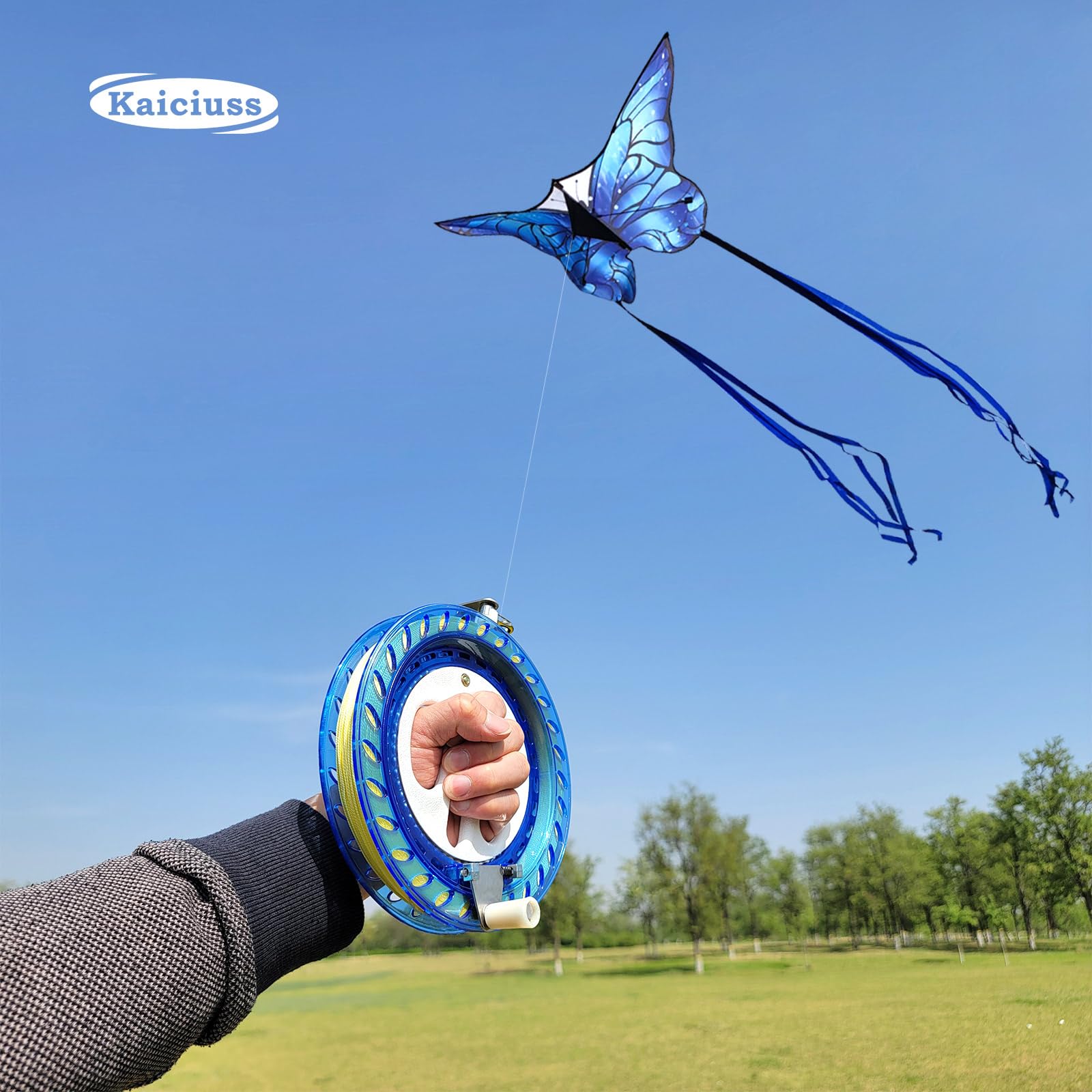 Kaiciuss 7.2-Inch Kite Reel Winder with 650ft Line, Safety Lock & Steel Bearings for Kids and Adults
