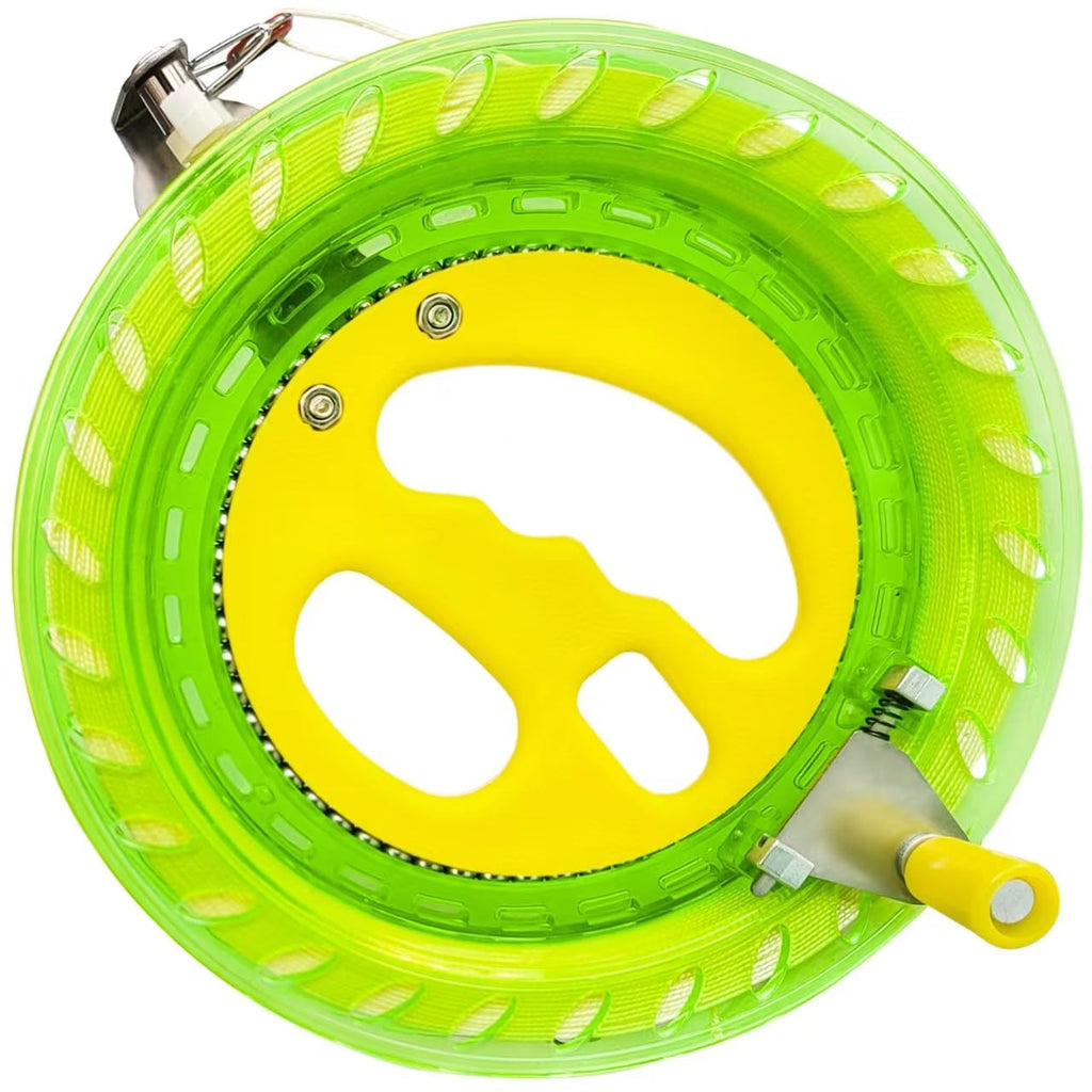 Kaiciuss Kite Reel Winder with Line – 7.2 Inch, 650 Feet, 50 lb Test, Safety Lock, Green