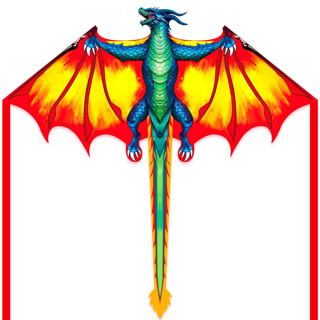 Kaiciuss Yellow Dragon Kite – Easy to Fly, 59in, 300ft String, for Kids & Adults