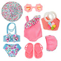 Kajaia 8-Piece 18 Inch Doll Beach Outfit Set with Swimsuits, Sunglasses, Hat and More