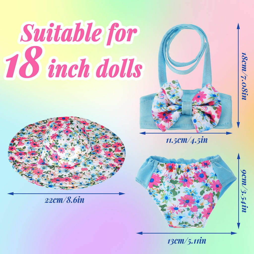 Kajaia 8-Piece 18 Inch Doll Beach Outfit Set with Swimsuits, Sunglasses, Hat and More